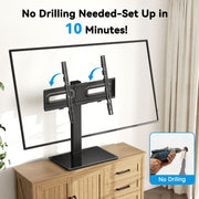 PERLECARE MountFTV Universal Swivel TV Stand with Power Outlet, Adjustable Height, Tempered Glass Base, Fits 32-80 Inch TVs up to 99 lb, VESA 600x400mm, MF-TVS-BQ-31-XB