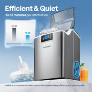 SPECSTAR X003KYQ70L Nugget Ice Maker Machine Countertop Ice Maker with Hand Scoop 10 Ice Bags and Self Cleaning Function 44lbs/Day Sliver