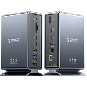 ORICO TB3-S4-US-GY 15 in 1 USB C Docking Station Dual Monitor USB C Hub with Thunderbolt 3 Dock, Grey