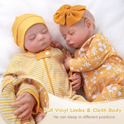 Hui Tong Lifelike Reborn Baby Dolls Twins, 20 Inch Boy and Girl, Soft Vinyl and Cloth Body, Sleeping Poseable Dolls with Accessories, LTRB001TWINS-TC
