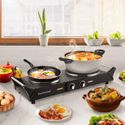 Techwood WS-ES-3203 Hot Plate Electric Single Portable Burner for Cooking and Stay Cool Handles, Black