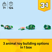 LEGO Creator 3 in 1 Turtle with Water Lily Flower Building Toy, 124 Pieces, Multicolor, 6581019