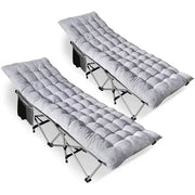 Zone Tech 113897 Set of 2 Folding Outdoor Camping Travel Cot and Cot Pad Classic Grey Lightweight