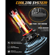 XWQHJW LED Headlight Bulbs, 90W, 6500K White Light, Aviation Aluminum, Plug and Play, 2 Pair Set for Chevy K1500 Suburban 1992-1999 V4 Series-90059006