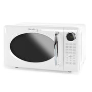 Nostalgia Retro Countertop Microwave Oven, 0.7 Cu Ft, 700-Watt, 8 Auto Cook Programs, Digital Clock, White