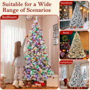 Yexmas 7.5FT Pre-Lit Snow Flocked Christmas Tree with 450 Warm White and Multicolor LED Lights
