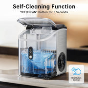 Philergo Nugget Countertop Ice Maker, Portable Pellet Ice Machine, 35 lb Daily Capacity, Self-Cleaning, Stainless Steel, Black, IM17XB-NUGGET