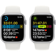 Apple Watch Gen 8 Series 8 Cell 45mm Silver Aluminum - White Sport Band MP4W3LL/A