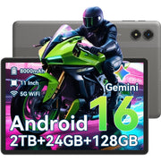 TABWEE Tablet T50, 11 Inch HD IPS Display, Octa-Core T615 Processor, 24GB RAM, 128GB Storage Expandable to 2TB, 8000mAh Battery, Gray