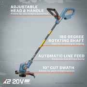 Senix GTX2-L 20V 10IN Cordless Grass Trimmer Split Shaft With Battery & Charger