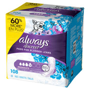 Always Discreet Incontinence Pads, Moderate, Regular Length, 108 ea