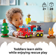 LEGO DUPLO Town Fire Truck Building Toy with Hose, Firefighter Figure, 28 Pieces, Multicolor, Ages 2+, 6585507