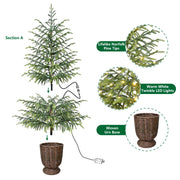 My Texas House 4ft Green Pre-Lit Norfolk Pine Potted Christmas Tree with 100 Warm White Twinkle LED Lights