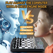 LEVEROAM Talking Chess Academy Electronic Chess Set with Voice Teaching System, Magnetic Pieces, High ELO 2000 AI Engine, Portable Board, LM183
