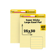 3M Post-it Super Sticky Easel Pad, Yellow Lined, 25 in x 30 in, 2 Pads, Model 561-0