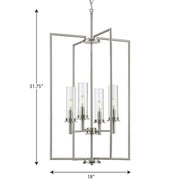 Progress Lighting Kellwyn 4 Light Foyer Pendant, Brushed Nickel Finish, Clear Glass Shades, 18 in, P500315-009
