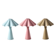 Beautiful by Drew Barrymore Hydrangea Blue Ruffled Enamel Accent Table Lamp, 14 in, Sculptural Metal Base, Glossy Finish, Corded Electric with Rotary Switch