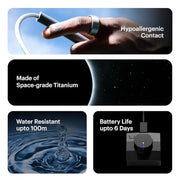 ULTRAHUMAN UHRA-RT-08 Ring AIR Smart Ring - Size 8 - Raw Titanium - Track Sleep, Movement & Recovery Score