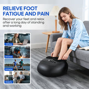 Furnibear Shiatsu Foot Massager Machine with Deep Kneading Rollers, Heat Therapy, Adjustable Air Compression, 3 Intensity Levels, Black