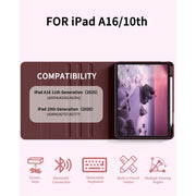 Aoub iPad Case with Detachable Wireless Keyboard, Silicone Cover with Pencil Holder, Red, Compatible with iPad 11th Generation 11 Inch and 10th Generation 10.9 Inch, A16 Keyboard Case Red