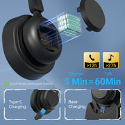 Blucalm Wireless PC Headset with Mic, Noise Cancelling, Touchscreen Smart Dock, Bluetooth 5.4, USB Dongle, Black, INSIGHT 60