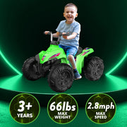 Flybar Kid Trax 12V Glow ATV Ride-On Toy, Green, Rechargeable Battery, LED Lights, Ages 3-6