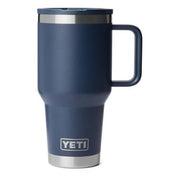 YETI Rambler 30 Oz Travel Mug, Stainless Steel, Vacuum Insulated, Leakproof Quick-Flip Straw Lid, Easy-Grip Handle, Cup Holder Compatible, Navy