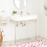 Signature Hardware SH663003PN Burleson Brass Console Stand, Polished Nickel