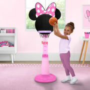 Delta Children Minnie Mouse Plastic Basketball Set, Adjustable Height 3.68-4.58 ft, Includes Basketball and Air Pump, Pink, TY86584MN-1057