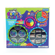 Crazy Aaron's Crazy Creator Thinking Putty Kit, Silicone Putty with Glow, Holographic, and Opal Effects, 5 Clear Tins with 9 Mix-Ins, Ages 3 and Up