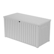Keter 261943 170 Gallon Outdoor Storage Deck Box, Steel Reinforced Durable Resin, Lockable Lid, White