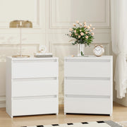 Homfa 1046155 2 Pcs White Nightstand with 3 Drawers, Sofa Table for Living Room, Modern Wooden Storage Cabinet for Bedroom