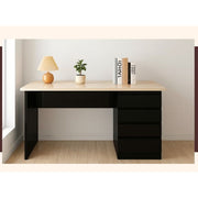 SRIAA Astra Computer Desk, 47 in, Two-Tone Black and Light Wood Finish, Executive Style with 4 Drawers