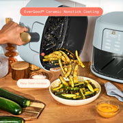 Made By Gather Beautiful 6 Qt Air Fryer with TurboCrisp Technology, EverGood Ceramic Nonstick Coating, Sage Green, 29457