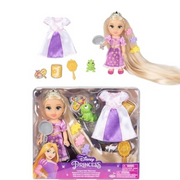 Jakks Pacific 233794 Disney Princess Rapunzel Doll Longest Hair Petite Rapunzel Doll with Pascal, in Purple and White Dress Fashions