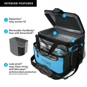 Arctic Zone Titan Iceless Zipperless Soft Cooler with Deep Freeze Gel Ice Blanket, 25 Quart, 38-Can Capacity, Bright Blue or Quarry Gray