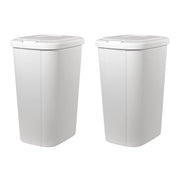 Hefty HFTCOM-2166000 13.3 gal Touch Lid Plastic Kitchen Trash Can, 2 Pack, White