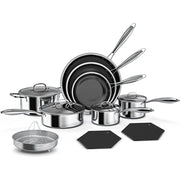 Cyrder 14 Piece Hybrid Hex Nonstick Stainless Steel Cookware Set, Induction Compatible, Oven Safe, Dishwasher Safe