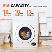 EUHOMY Portable Clothes Dryer, 2.7 Cu. Ft. Capacity, 1400W Motor, Front Load, White, CD-9