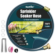 RainPoint SH101 75FT 2-in-1 Sprinkler Soaker Hose with Stakes, Blue Flat PVC Irrigation Hose, Leak-Proof 3/4
