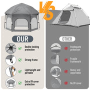 G TALECO GEAR Baby Playpen with UPF50+ Canopy, Instant Pop-Up Portable Foldable Play Yard, Large Indoor Outdoor Tent, Gray, ETWL