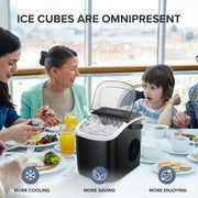 Auseo HZB-12B Countertop Ice Maker, Portable, 26 lbs/24H, 9 Bullet-Shaped Ice Cubes in 6 Minutes, Self-Cleaning, Black