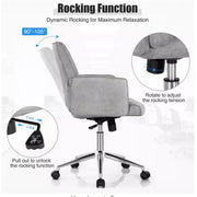 Costway CB10227GR Gray Hollow Mid Back Leisure Office Chair Adjustable Task Chair with Armrest