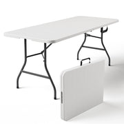 HaiCube 6FT Folding Table, Heavy-Duty Waterproof HDPE Tabletop, Steel Frame, Foldable Portable Table for Indoor and Outdoor Use, White