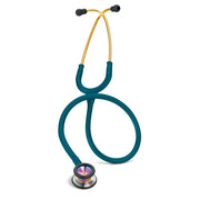 3M Littmann Classic II Pediatric Stethoscope, Stainless Steel Rainbow-Finish Chestpiece, Caribbean Blue Tube, Brass Stem, 28in, 2153