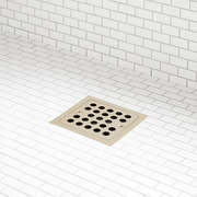 Signature Hardware 498096 Menlo Square Shower Drain with Flange Polished Brass Showers Shower Drains Standard Drains