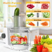 VAVSEA Food Processor Electric Food Chopper, 6 Cup Capacity, 250W Motor, 3 Speeds, White - Stainless Steel
