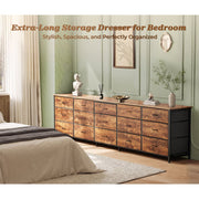 Amadwell 78.8 Inch Dresser with 15 Fabric Drawers, Rustic Brown, Large TV Stand for Up to 85 Inch TVs