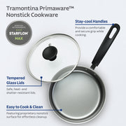 Tramontina Primaware 18-Piece Nonstick Cookware Set, Blue, Aluminum with Tempered Glass Lids