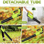 LWQ Cordless Leaf Blower, 20V Leaf Blower with 2 Batteries & Charger, 450CFM/150MPH, Green